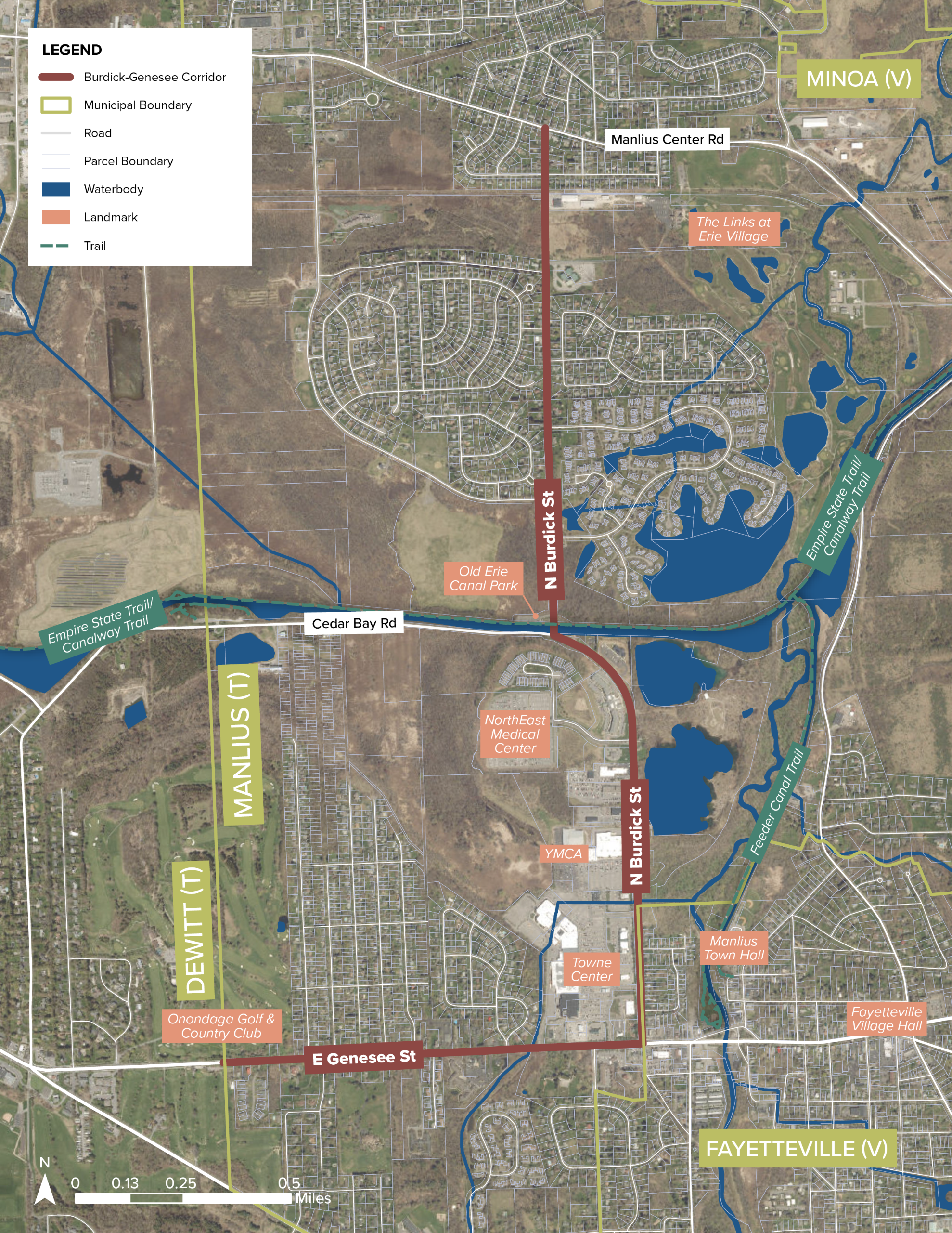 Close-up map of the Burdick-Genesee Corridor